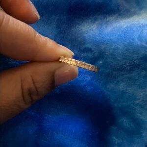 Gold CZ Stone Band, 10K Gold Band, Plain Gold Band